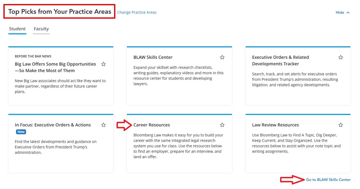 How to locate Bloomberg Law's Career Resources page