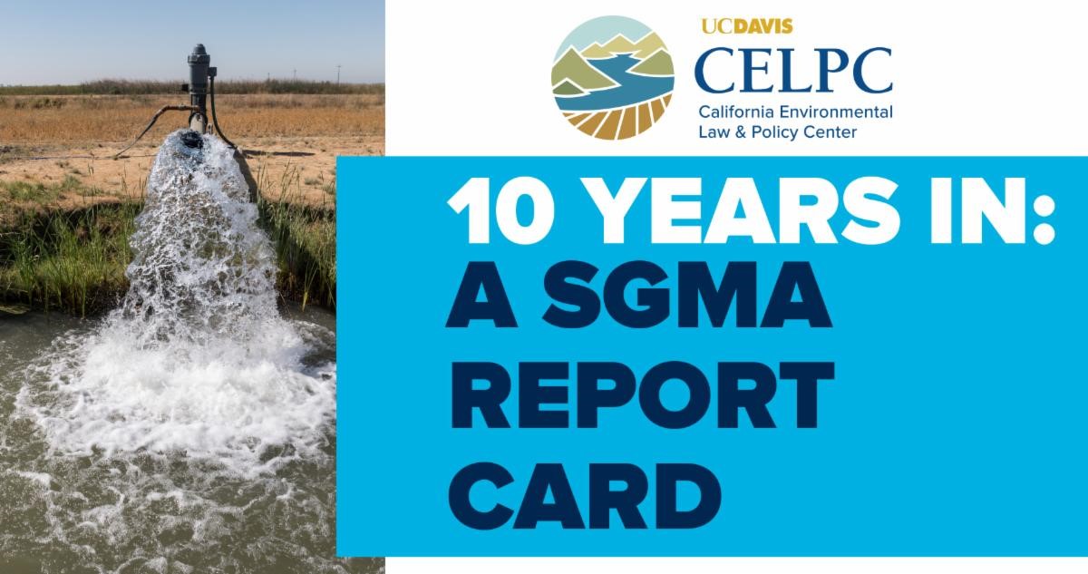 A graphic with an image of groundwater and text that says, "10 Years In: A SGMA Report Card."