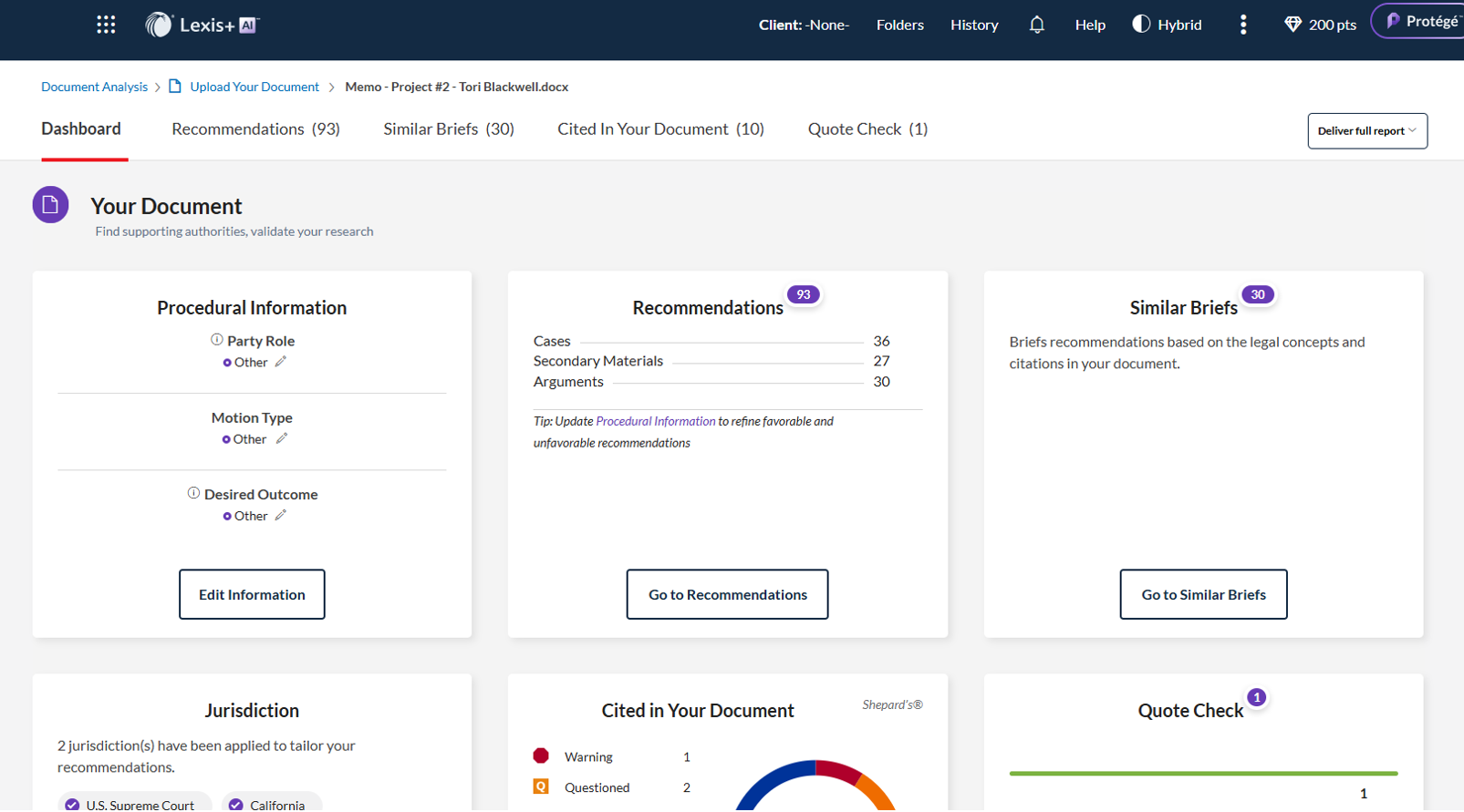 Lexis: demo of Document Analysis results