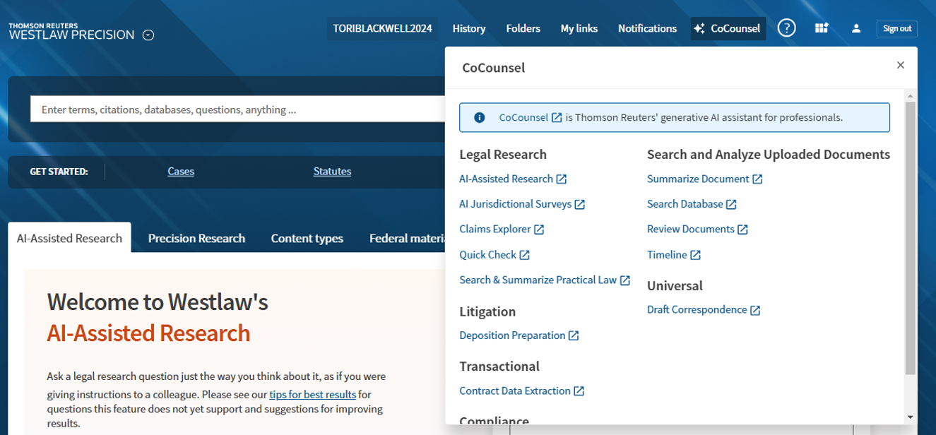 Westlaw: where to find Quick Check link.