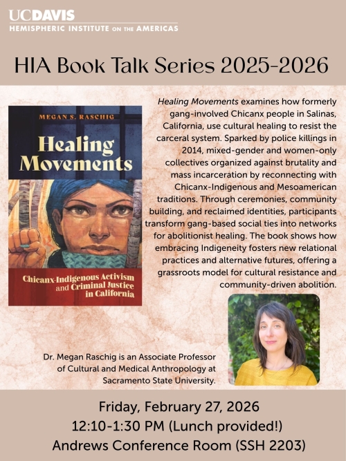 Poster for a book talk featuring "Healing Movements" with a portrait and event details.